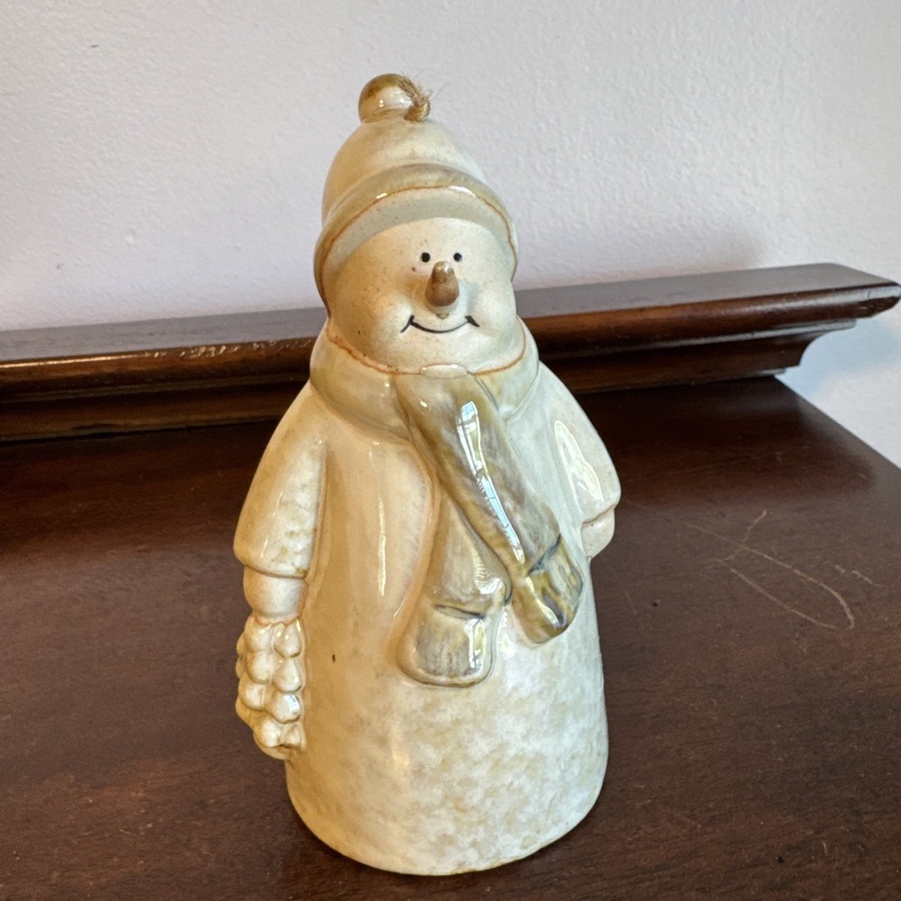 6" Ceramic Snowman Bell Tabletop Christmas Holiday Decoration Festive